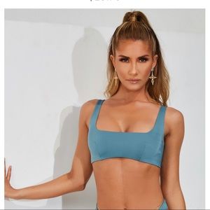 JUST BEACHY SQUARE NECK BIKINI TOP IN TEAL
